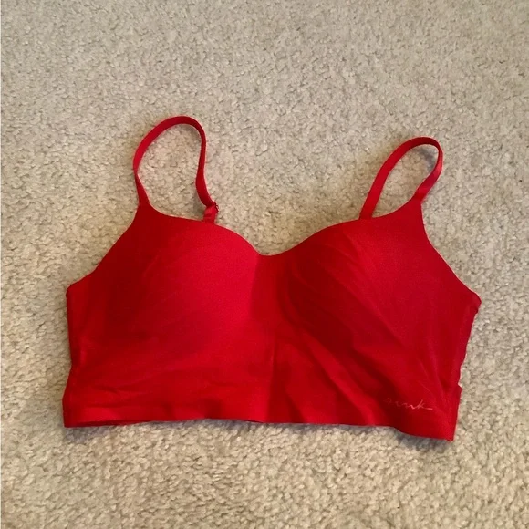 Victoria’s Secret Pink Wireless Lightly Lined Bra Bralette Red Small Sexy Comfy - Picture 6 of 11